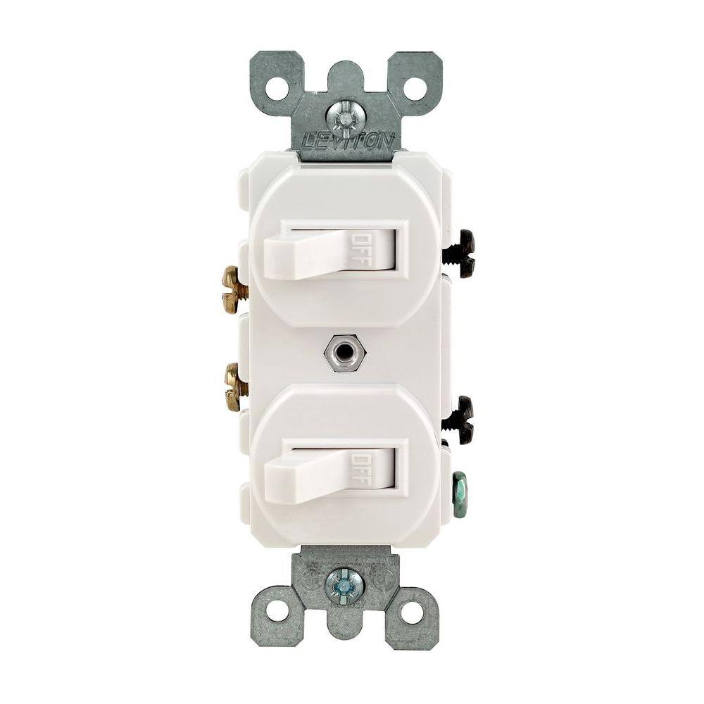 Leviton 15 Amp Combination Double Switch White R62-05224-2WS