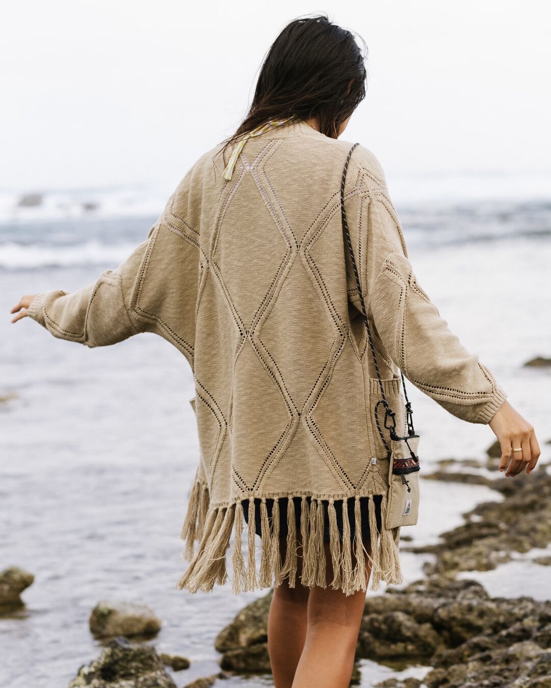 Palm Organic Cotton Cardigan - Biscuit