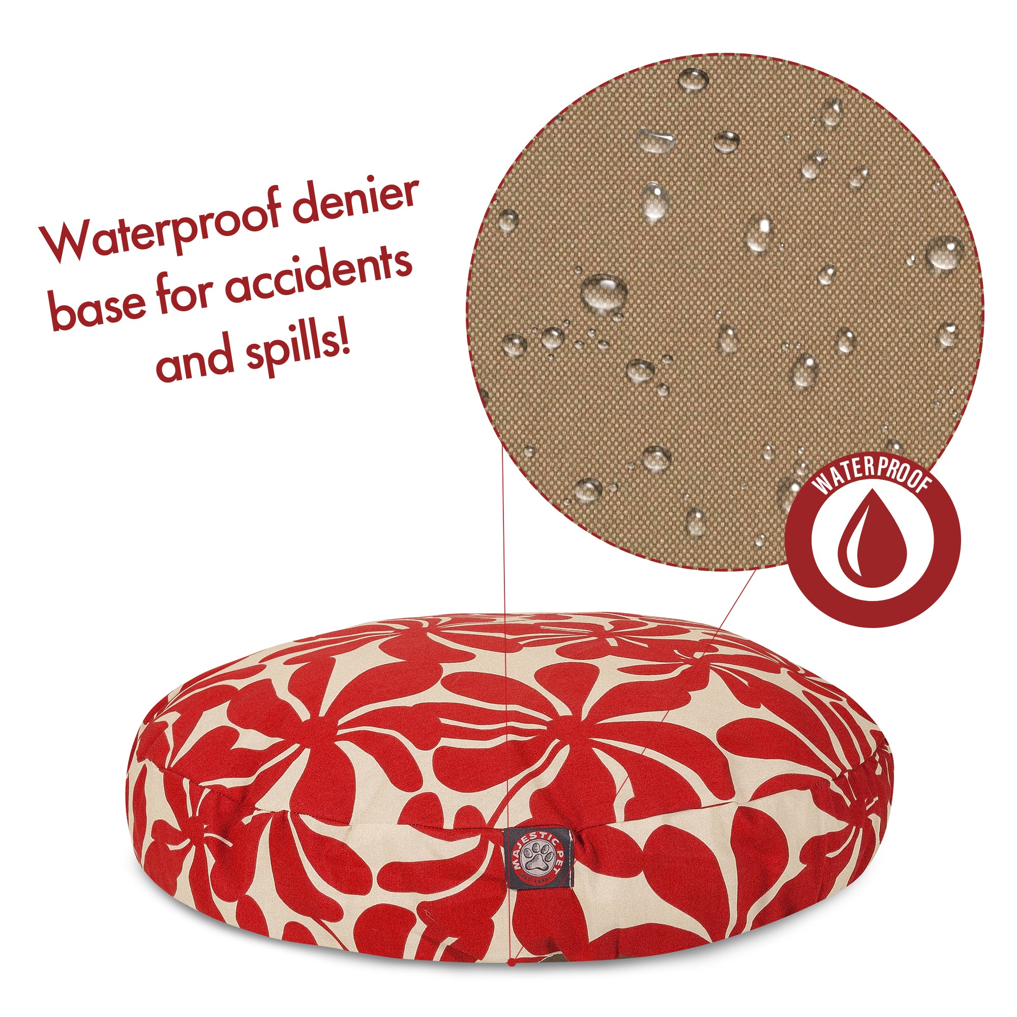 Majestic Pet | Plantation Round Pet Bed For Dogs， Removable Cover， Red， Large