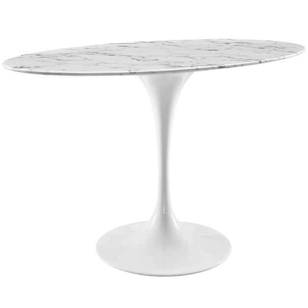 Lippa Oval Artificial Marble Dining Table White Modway