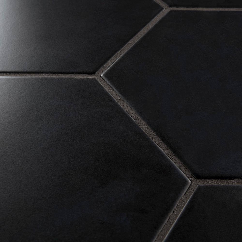 Merola Tile Textile Basic Hex Black 8-58 in. x 9-78 in. Porcelain Floor and Wall Tile (11.5 sq. ft.Case) FCD10BTX