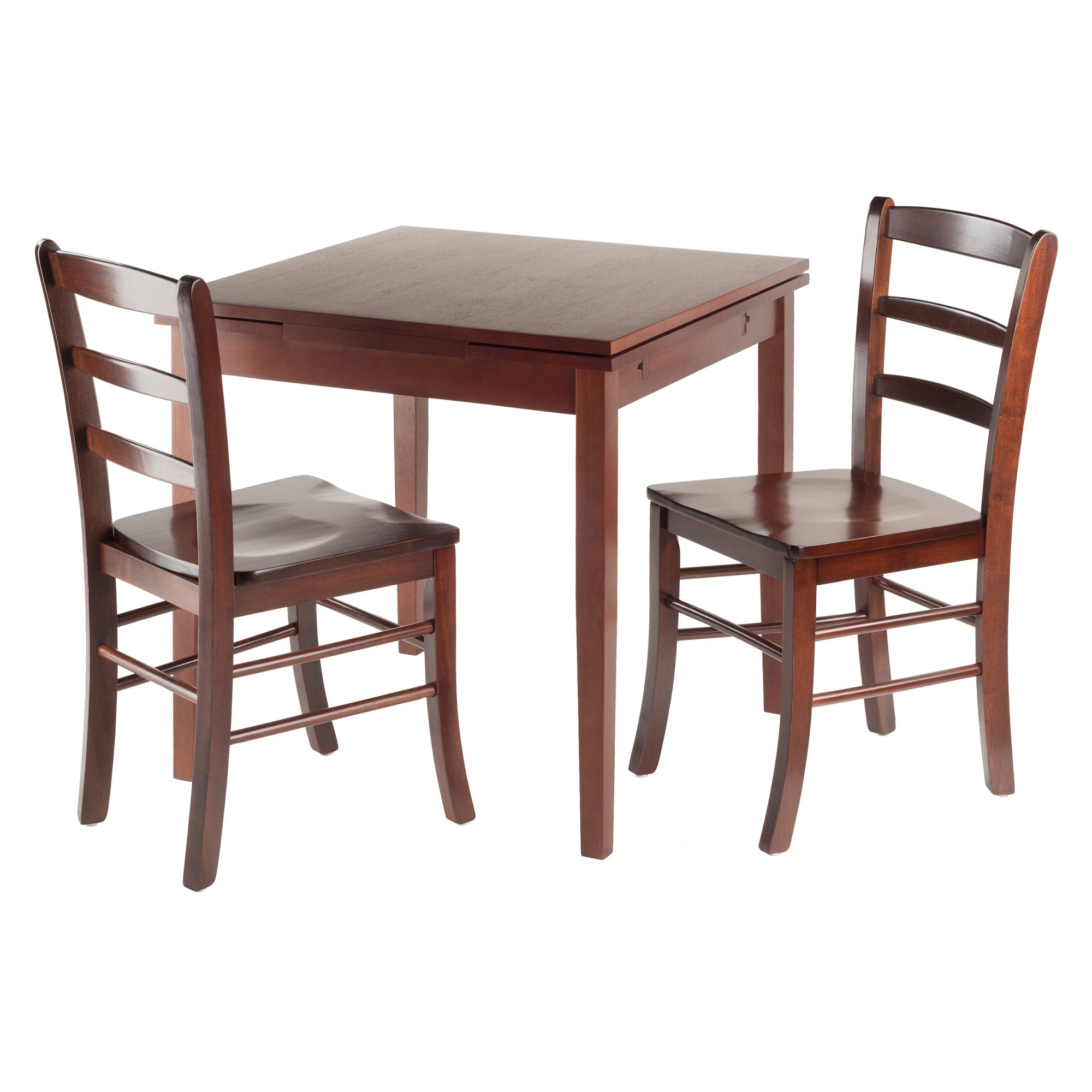 3 Walnut Solid Wood Extension Table 2 Ladder Back Chairs Set 48