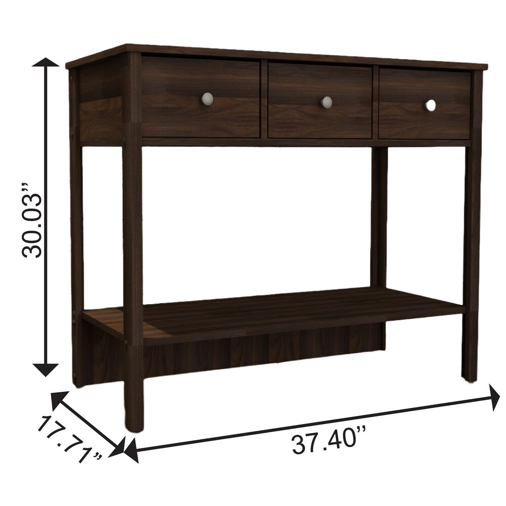 Boahaus Pierrefort Modern Console Table with Drawers  One Shelf  and Metal Knobs.