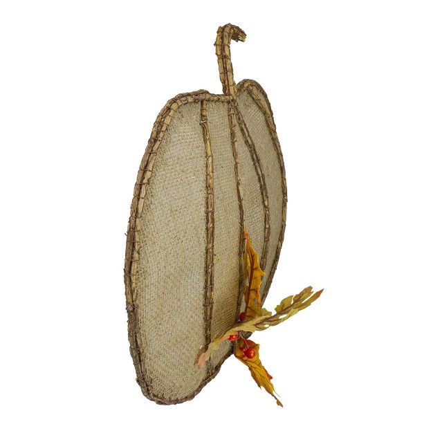 Beige Burlap And Vine Pumpkin Fall Harvest Wall Hanging