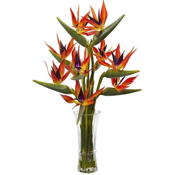 Nearly Naturals Multicolored Large Birds of Paradise in Vase