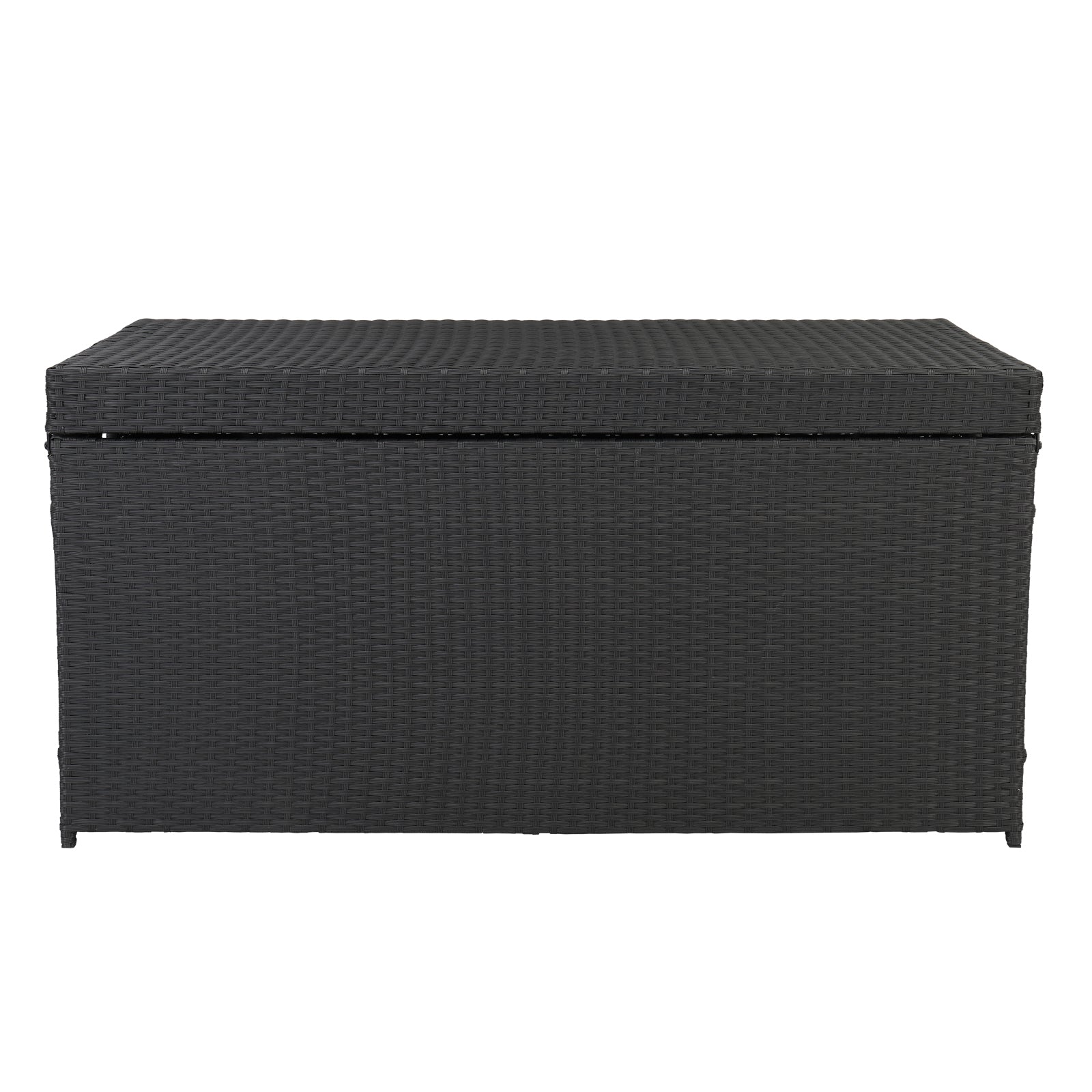 VINGLI Extra Large 132 Gallon Outdoor Rattan Storage Box, Patio Wicker Deck Box, Black