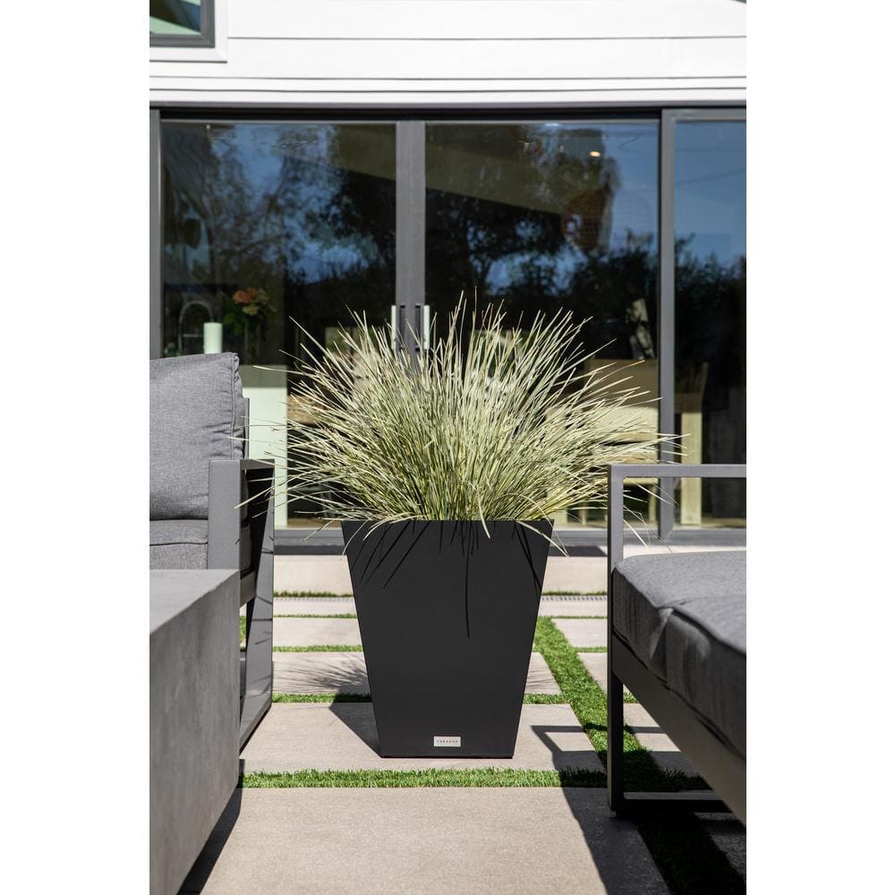 Veradek Nobleton 22 in. Square Black Plastic Planter NBV22B