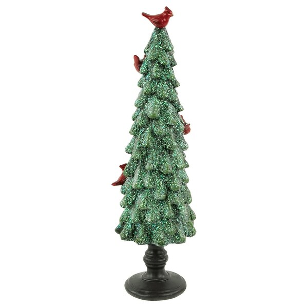 Glittered Tree with Cardinals Christmas Decoration