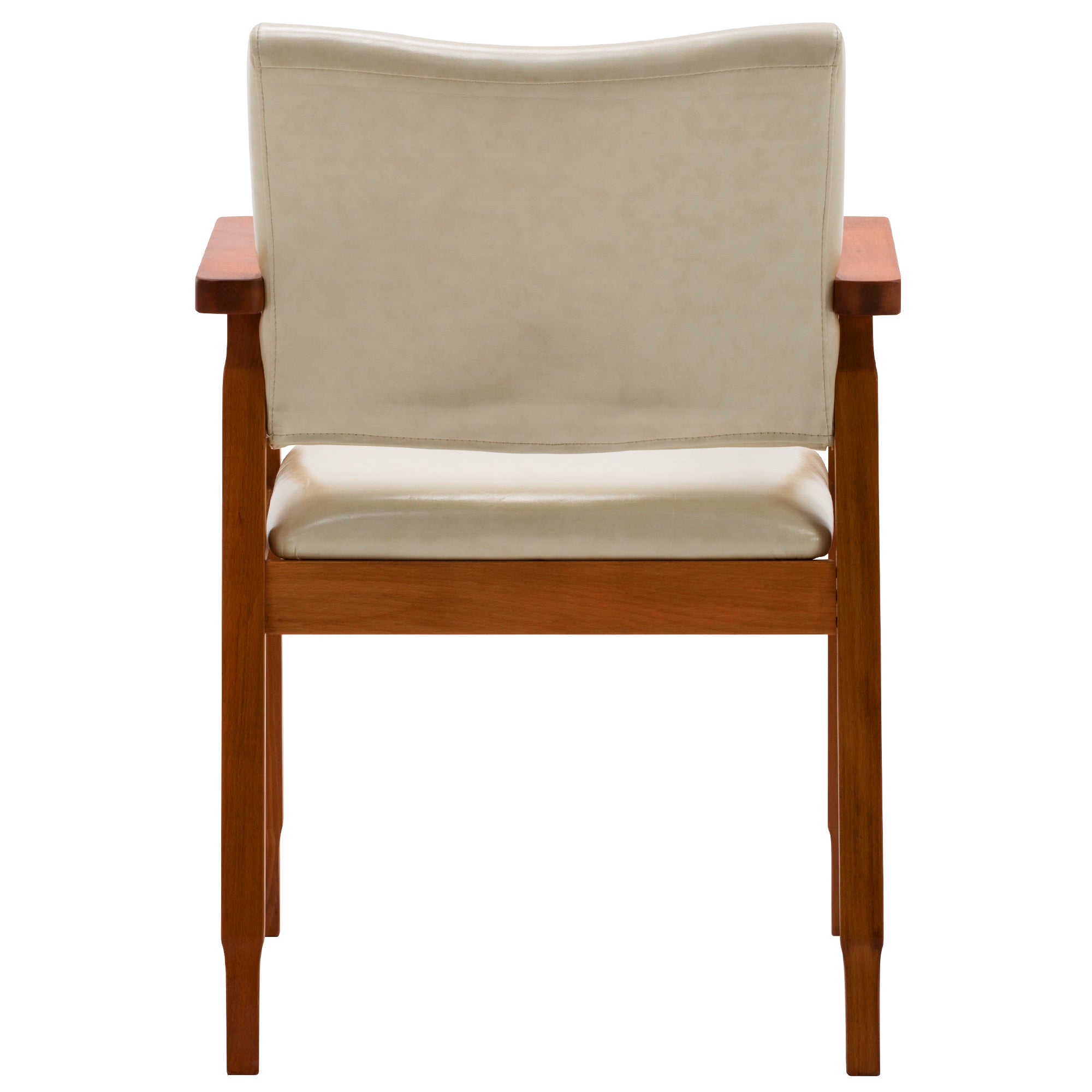 Tan Mid-Century PU Leather Upholstered Arm Chair， Dining chair， Set of 2