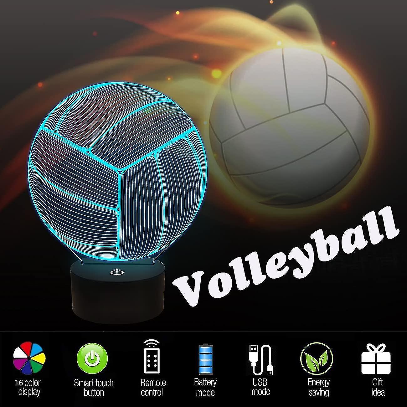 Volleyball 3d Night Light， Sport Mood Illusion Lamp For Kids With Remote Control 16 Colors Changing，