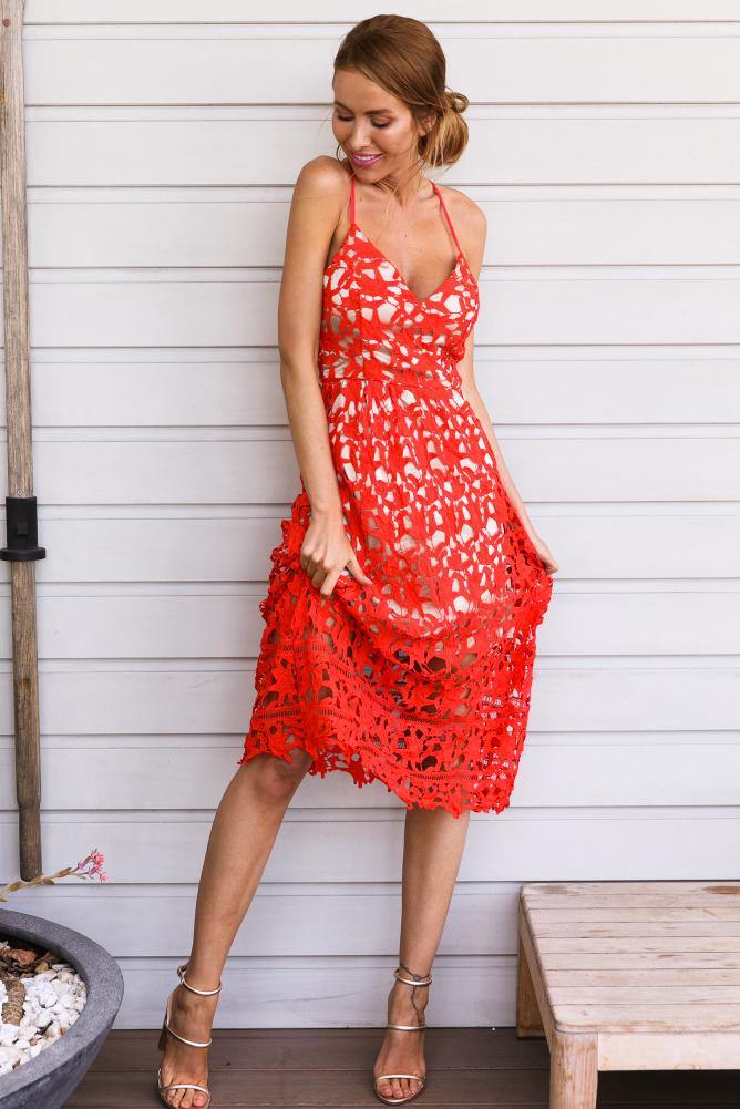 Lacey Baby Maxi Dress Red