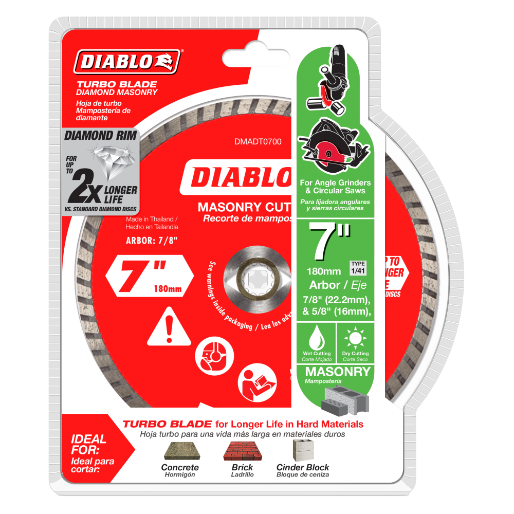 Diablo 7 Diamond Turbo Cut Off Discs Masonry ;