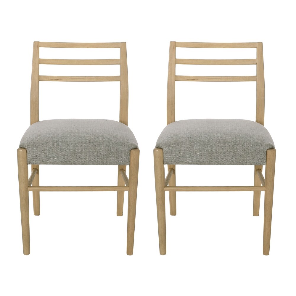 Fescue Fabric and Rubberwood Upholstered Dining Chairs (Set of 2) by Christopher Knight Home