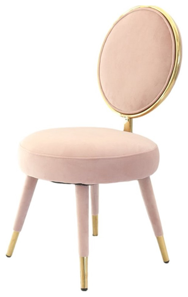 Modrest Haswell Velvet  ampMetal Upholstered Accent Chair in Pink (Set of 2)   Midcentury   Dining Chairs   by Homesquare  Houzz