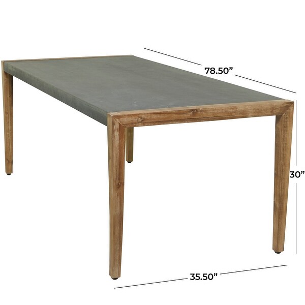 Dark Gray Wood Outdoor Dining Table with Wood Legs