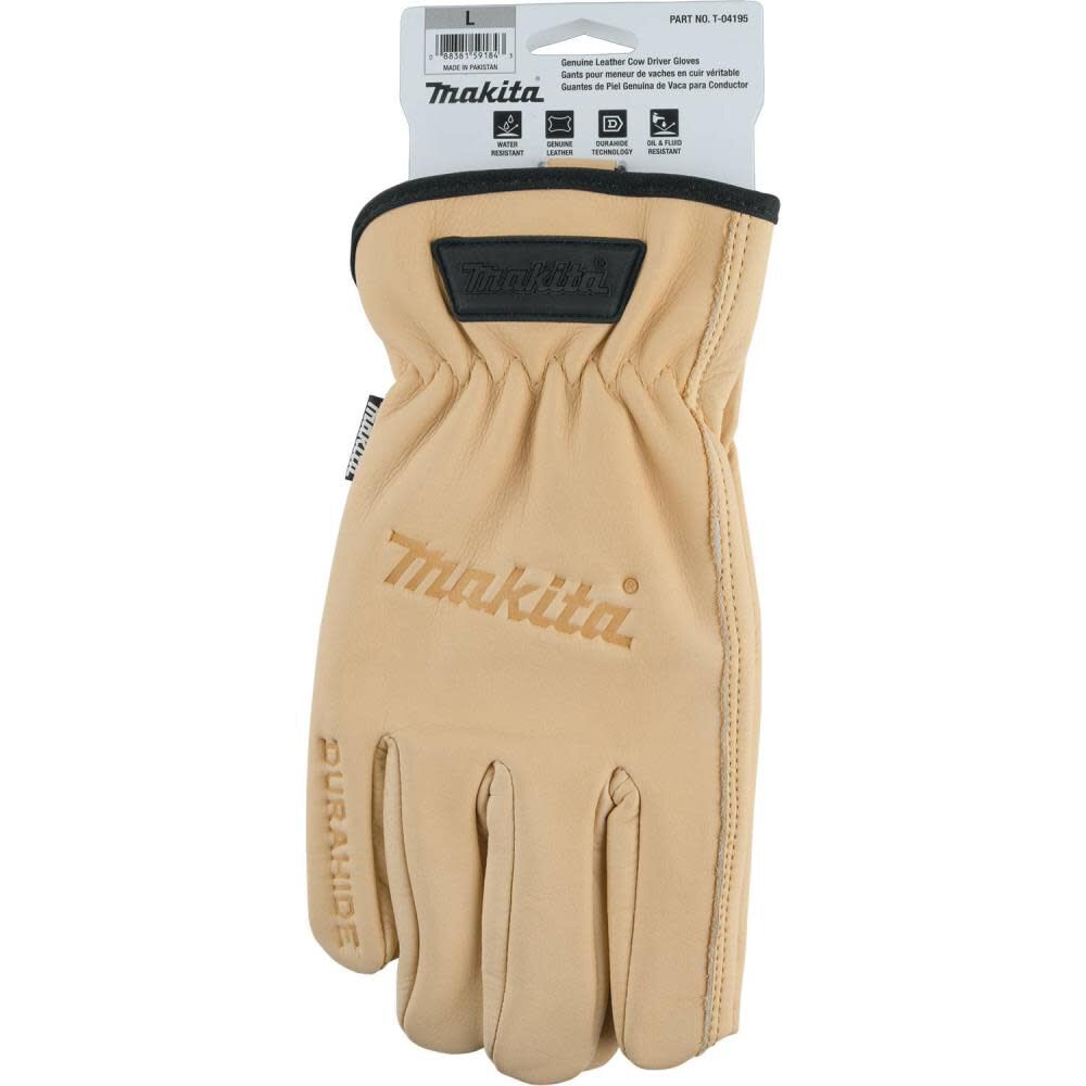 Makita Driver Gloves Genuine Leather Cow Large T-04195 from Makita