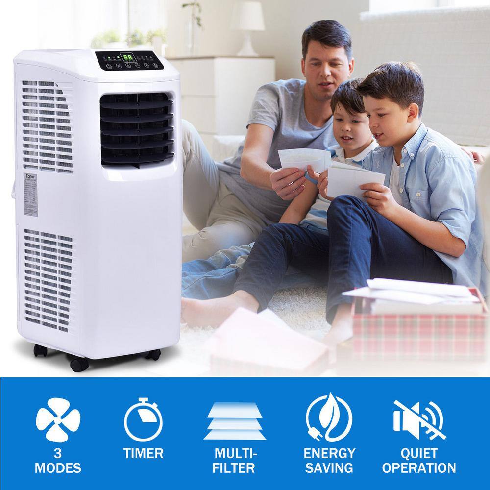 Costway 9000 BTU Portable Air Conditioner and Dehumidifier Function in White with Window Kit Remote EP23048