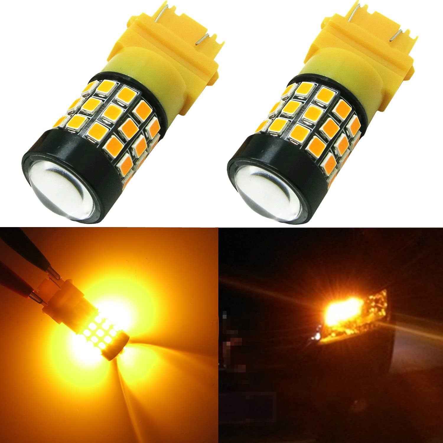 Alla Lighting 2x Super Bright Amber Yellow 4157NAK LED Bulbs Front Turn Signal Lights Blinker Light Lamps for 2001 2002 2003 2004 2005 2006 2007 2008 2009 2010 2011 2012 2013 2014 2015 Tacoma