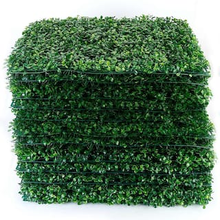 Cisvio 12-Pieces Artificial 0.78 in. Plastic Boxwood Topiary Hedge Plant Grass Backdrop Fence Privacy Screen Grass Decoration D0102H730E2