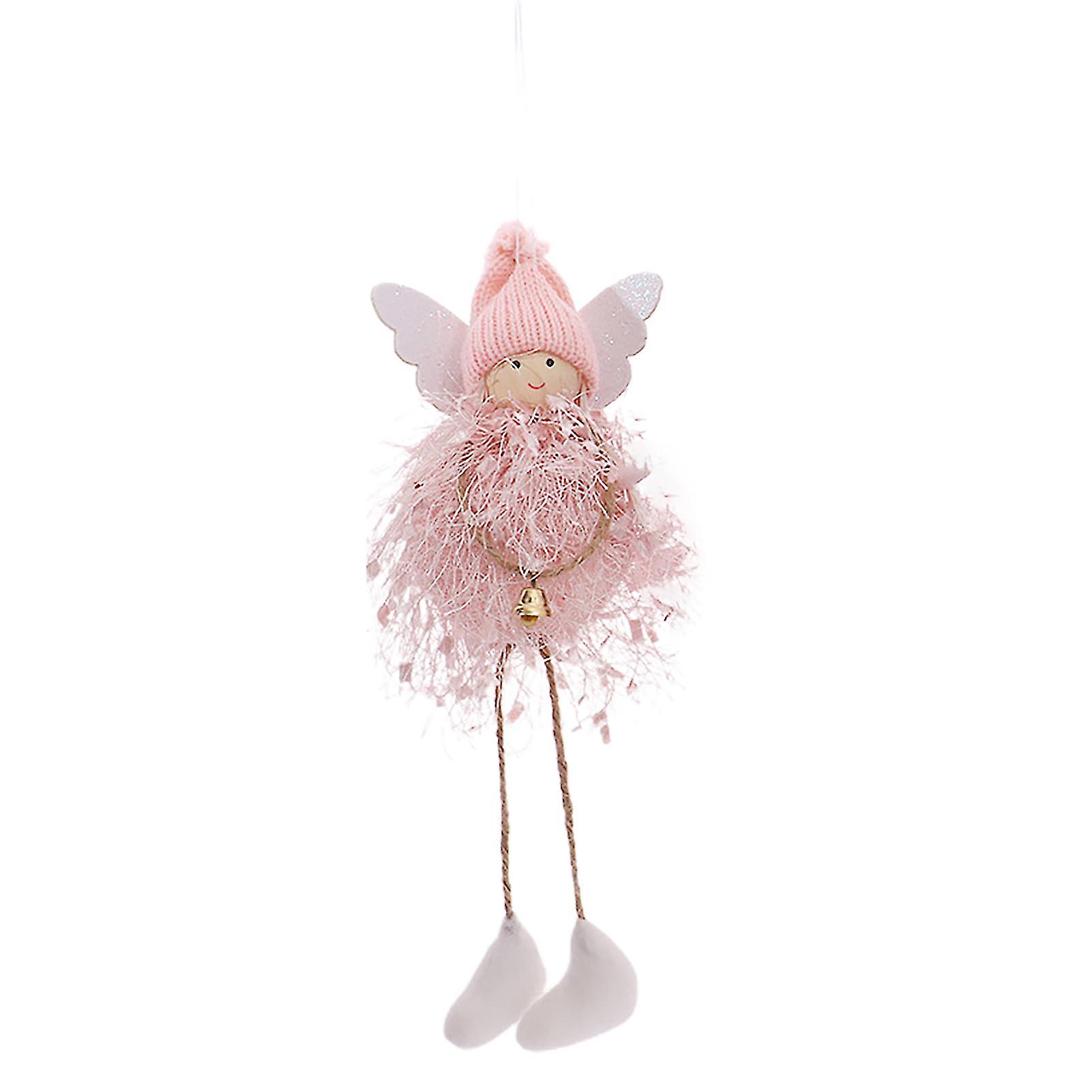 Angel Doll Ornament Navidad Tree Plush Knitting Angel Doll Pendant With Small Bell With Wing