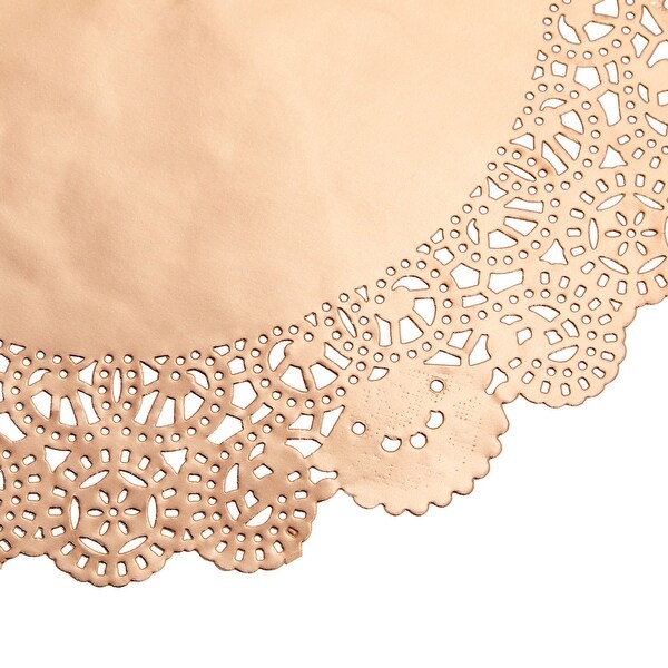 100 Pack Metallic Lace Paper Doilies Copper Orange Placemats 10 In