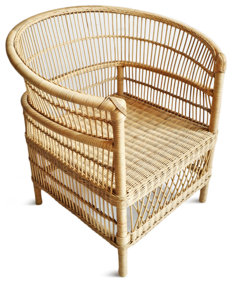 Raw Wicker Horseshoe Chair   Tropical   Armchairs And Accent Chairs   by Design Mix Furniture  Houzz