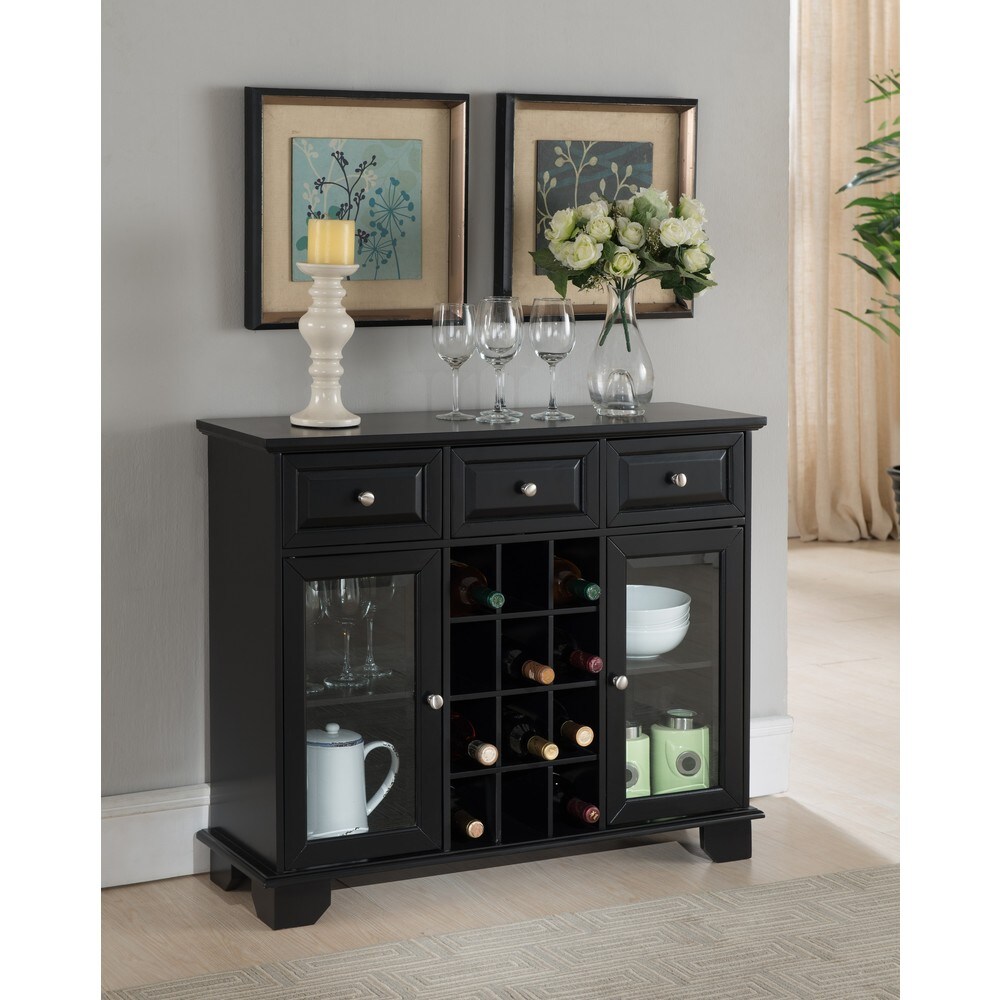 Black Wood Wine Cabinet Buffet