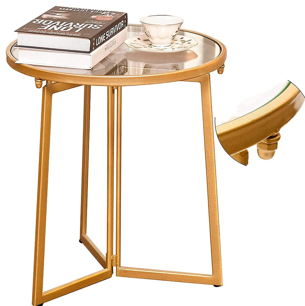 Small Side Table for Small Spaces  Round Metal Glass   Contemporary   Side Tables And End Tables   by Imtinanz  LLC  Houzz