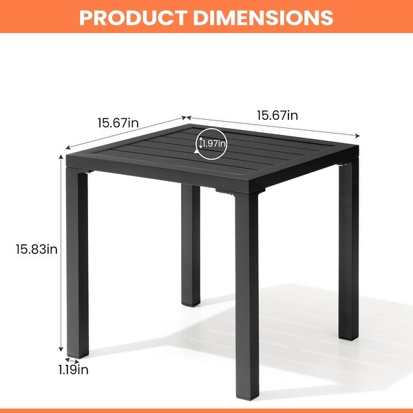 VredHom Outdoor Square Side Table Aluminum End Table