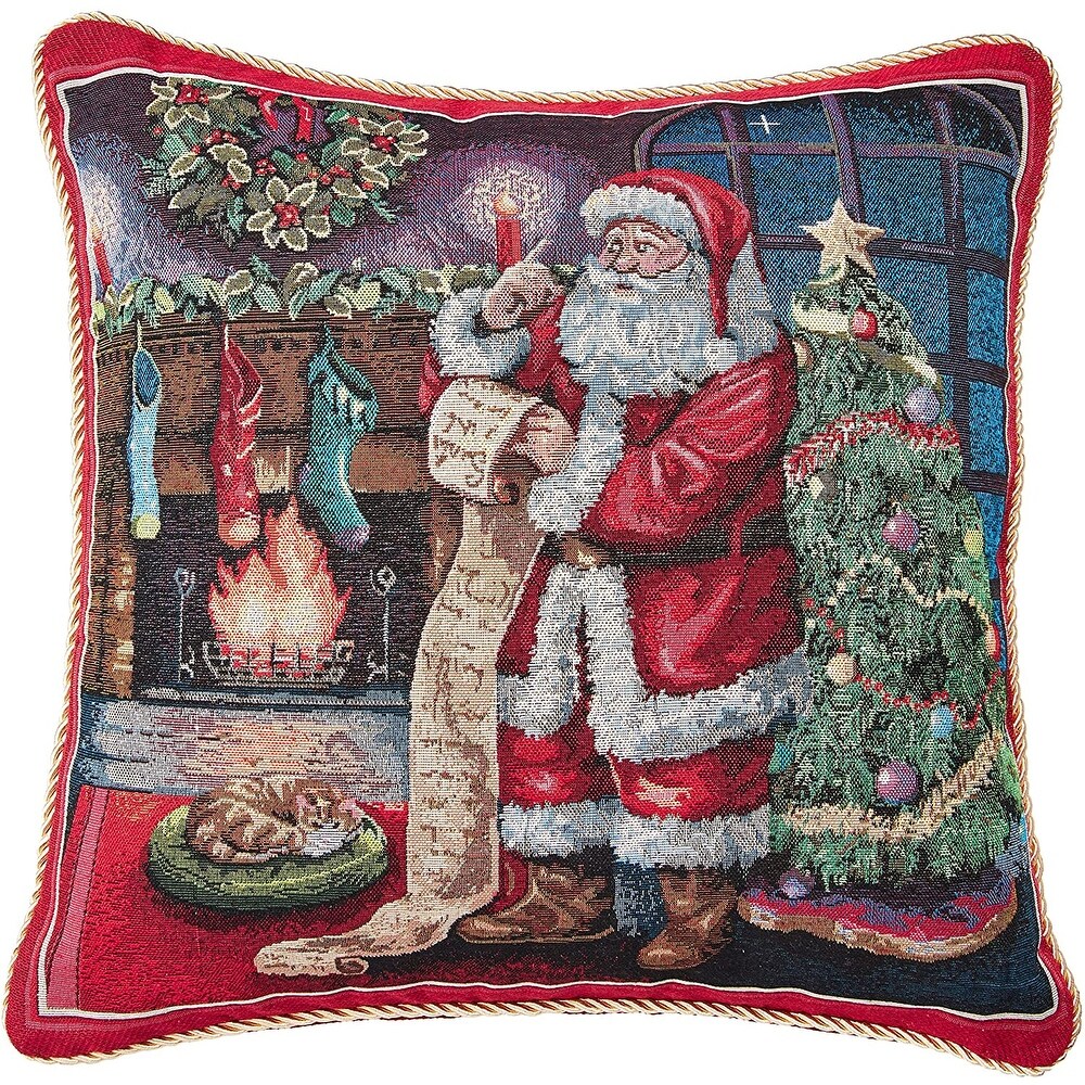 Violet Linen Seasonal Xmas Christmas Holiday Bliss Pattern Decorative Throw Pillow