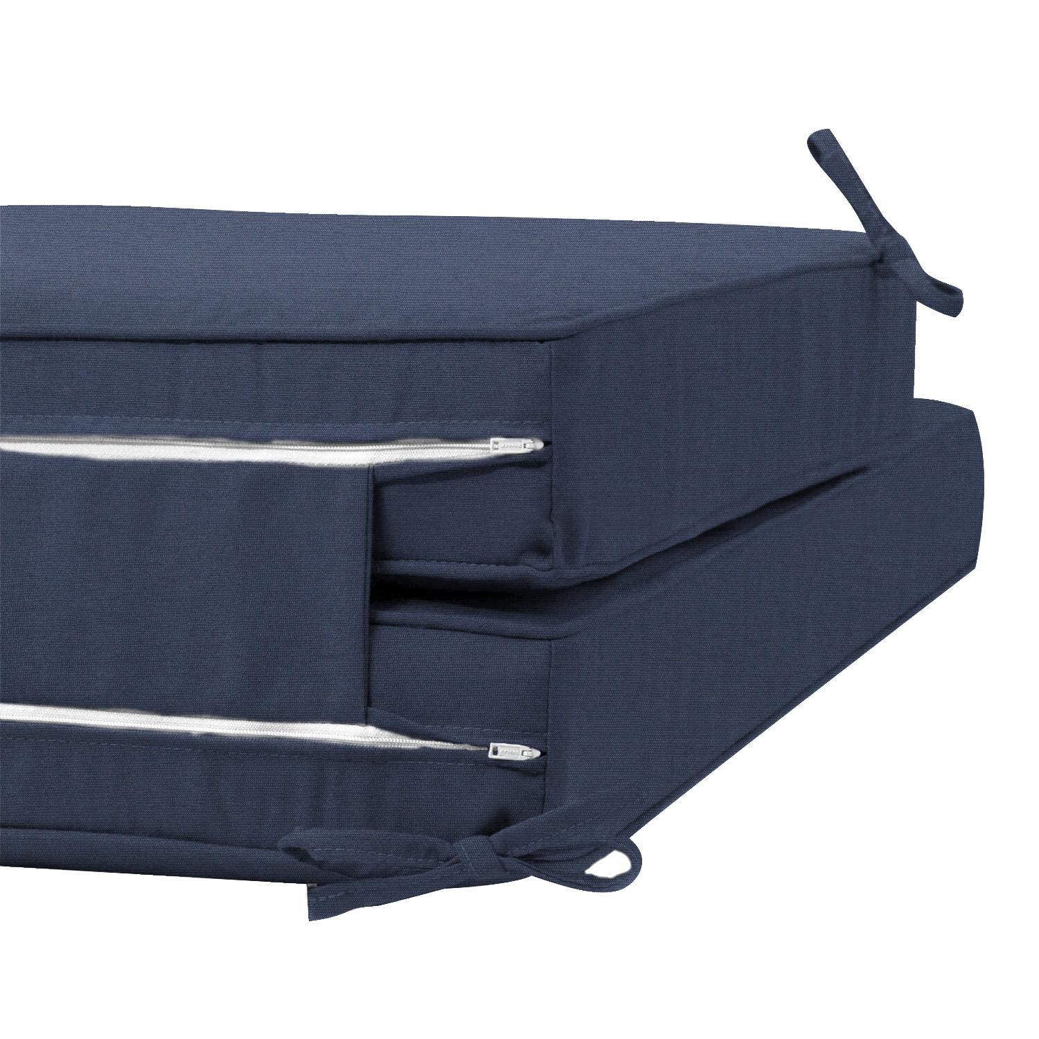 Sunbrella Canvas Navy Extra Long Outdoor Replacement Chaise Lounge Cushion W/ Piping By Signature