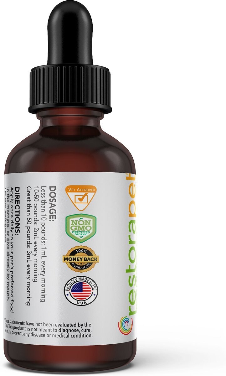 RestoraPet Antioxidant Organic Bacon Flavor Dog and Cat Supplement， 2-oz bottle