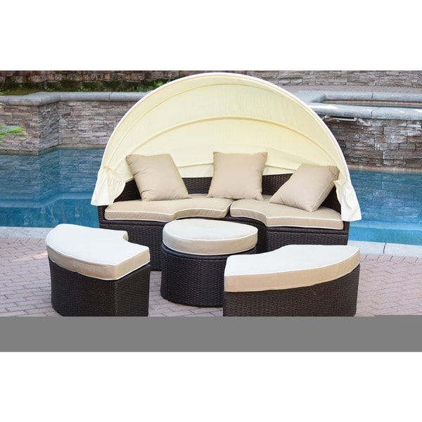 Jeco Resin Wicker Allweather 4piece Sectional Daybed With Cushions