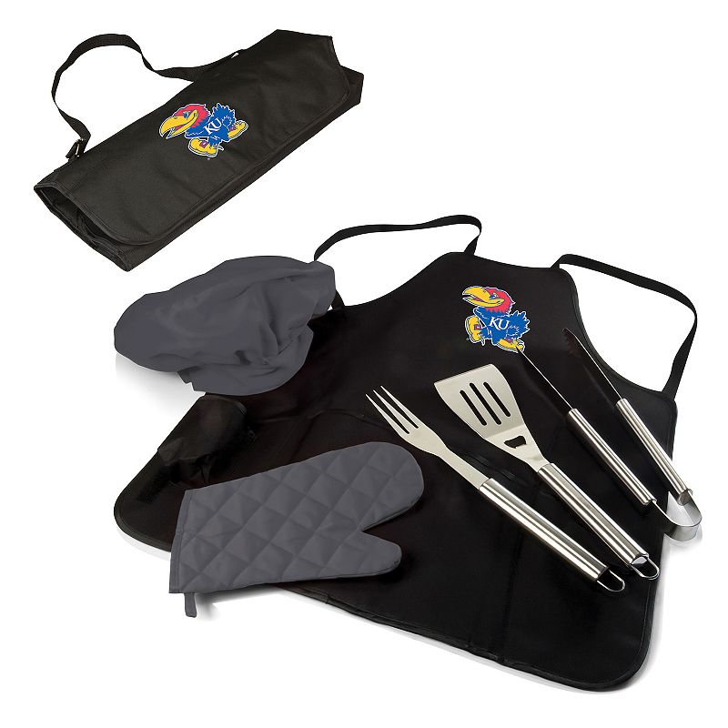 Picnic Time Kansas Jayhawks BBQ Apron Tote Pro Grill Set