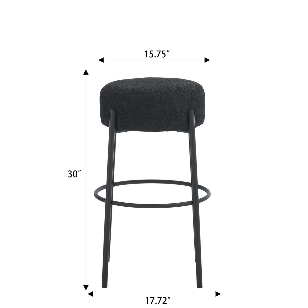 Set of 2 Round Contemporary Upholstered High Bar Stools