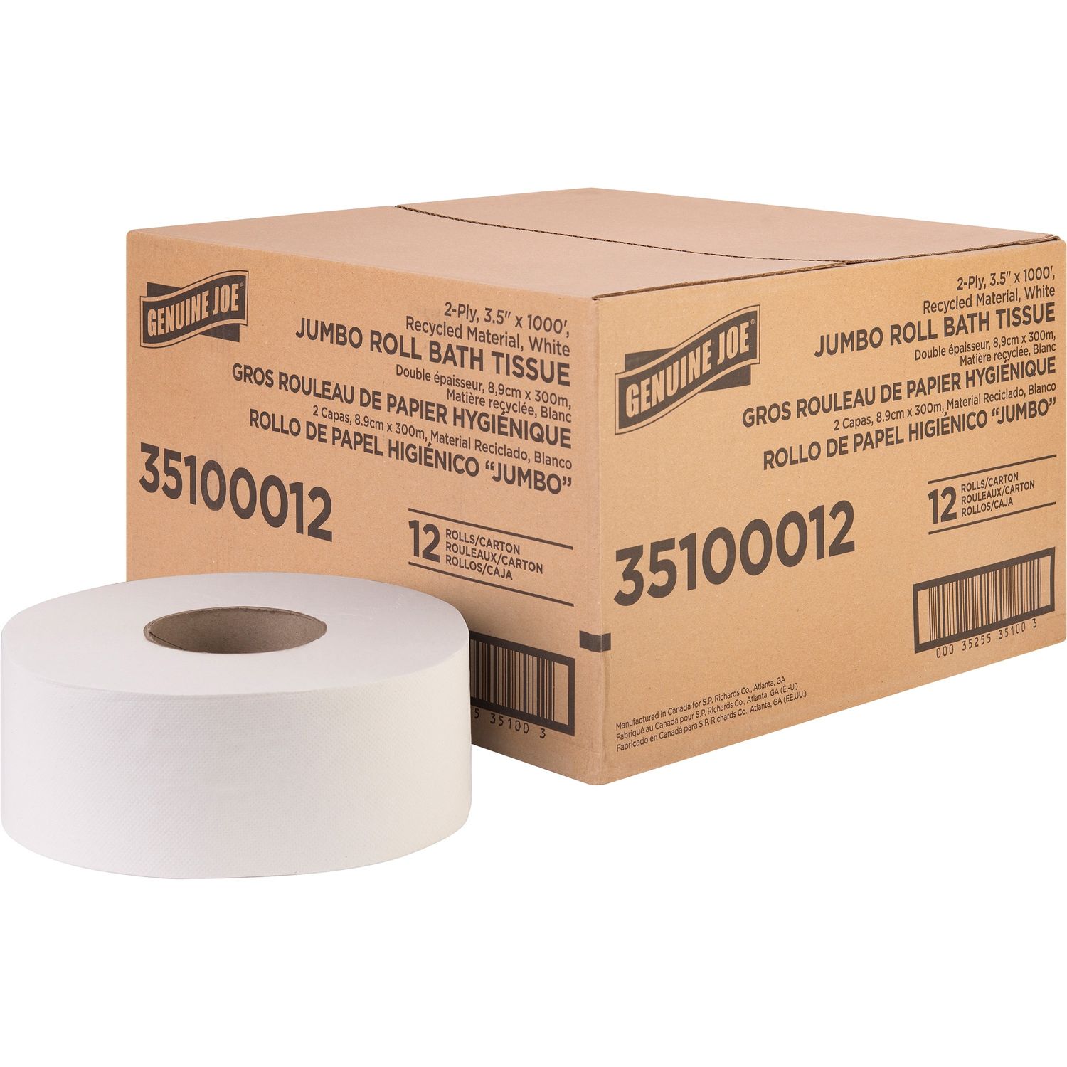 Jumbo Jr Dispenser Bath Tissue Roll by Genuine Joe GJO35100012