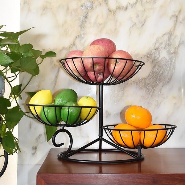 3-Tier Multifunctional Metal Fruit Storage Basket Stand Detachable