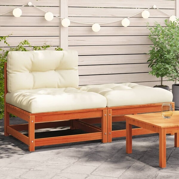 vidaXL Patio Furniture with Cushions Outdoor Sectional Seating Solid Wood Pine