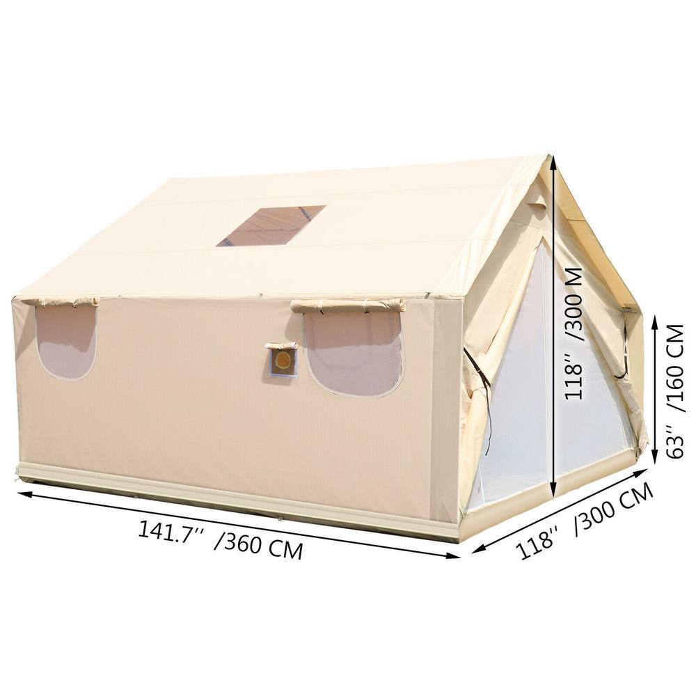 VEVOR 10 ft. x 12 ft. 6 to 8-People Canvas Wall Tent Wall Tent with PVC Storm Flap Waterproof Camping Canvas Tent wStove Hole FBQZP10X120000001V0