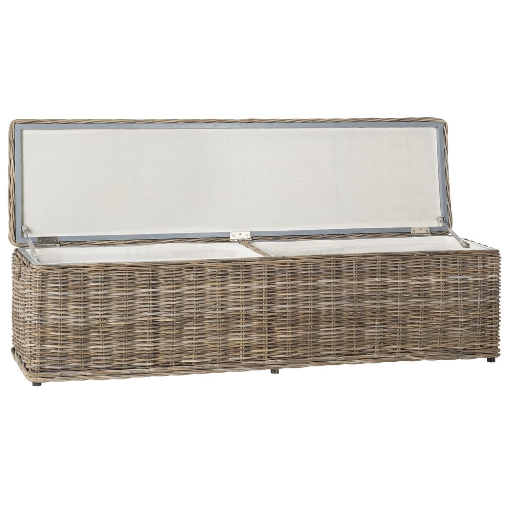 SAFAVIEH Caius Grey Natural Rattan Storage Trunk   63\