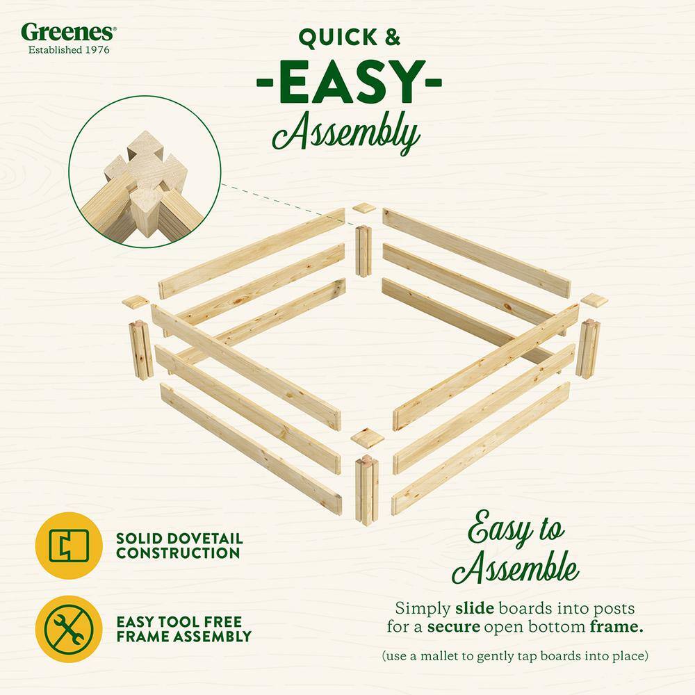 Greenes Fence 4 ft. x 4 ft. x 10.5 in. Original Pine Raised Garden Bed RCP4T12B