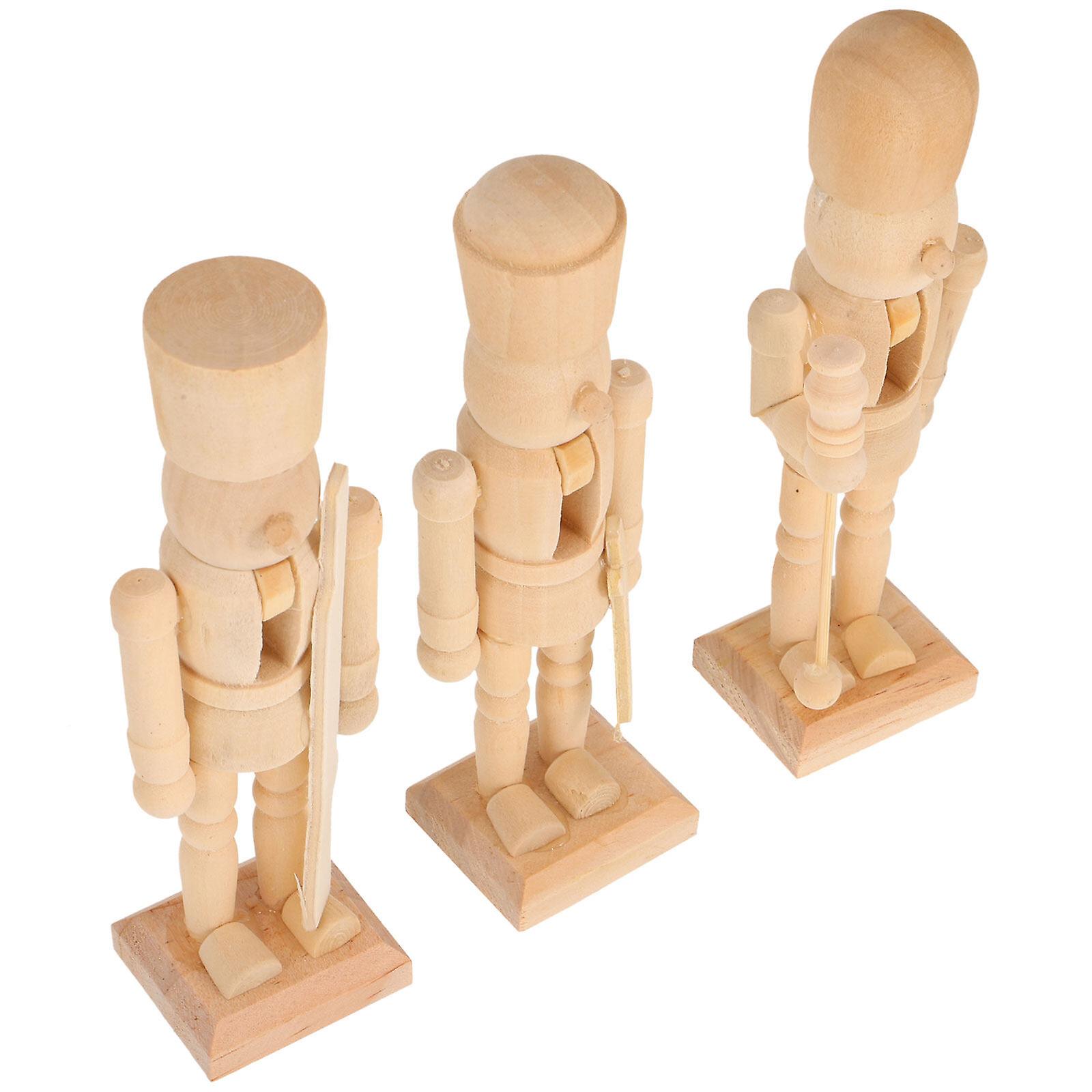 3pcs Christmas Ornaments Wooden Nutcracker Soldier Puppet (random Pattern)