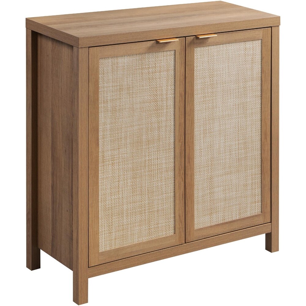 SICOTAS Rattan Sideboard Buffet Accent Storage Cabinet with 2 Doors   N/A