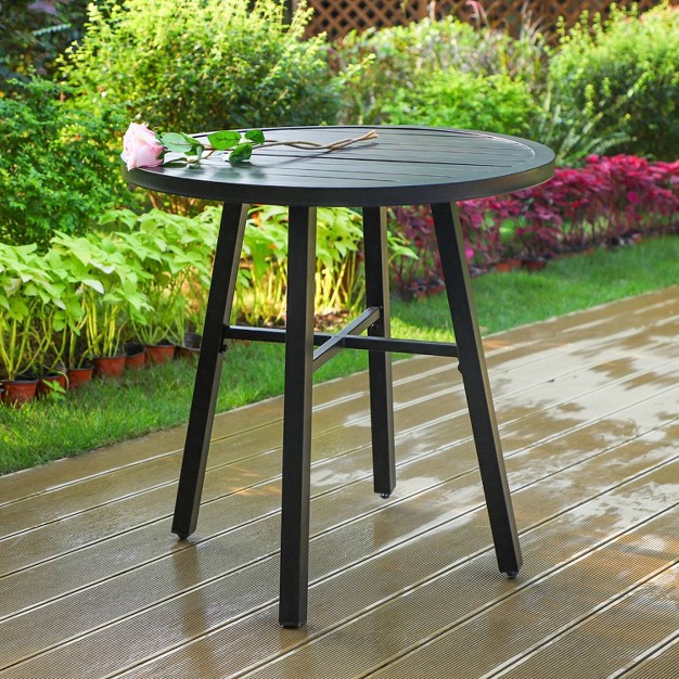 Outdoor Steel End Table Black Captiva Designs