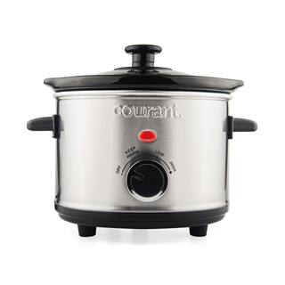 Courant 1.6 qt. Mini Slow Cooker Crock Warm Settings Stainproof Stoneware Pots Stainless Steel MCSC1524ST974