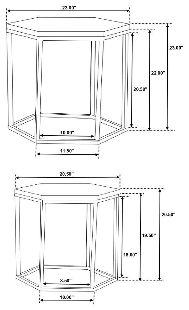 Adger 2 piece Hexagon Nesting Tables Natural and Black   Modern   Coffee Table Sets   by Modon  Houzz