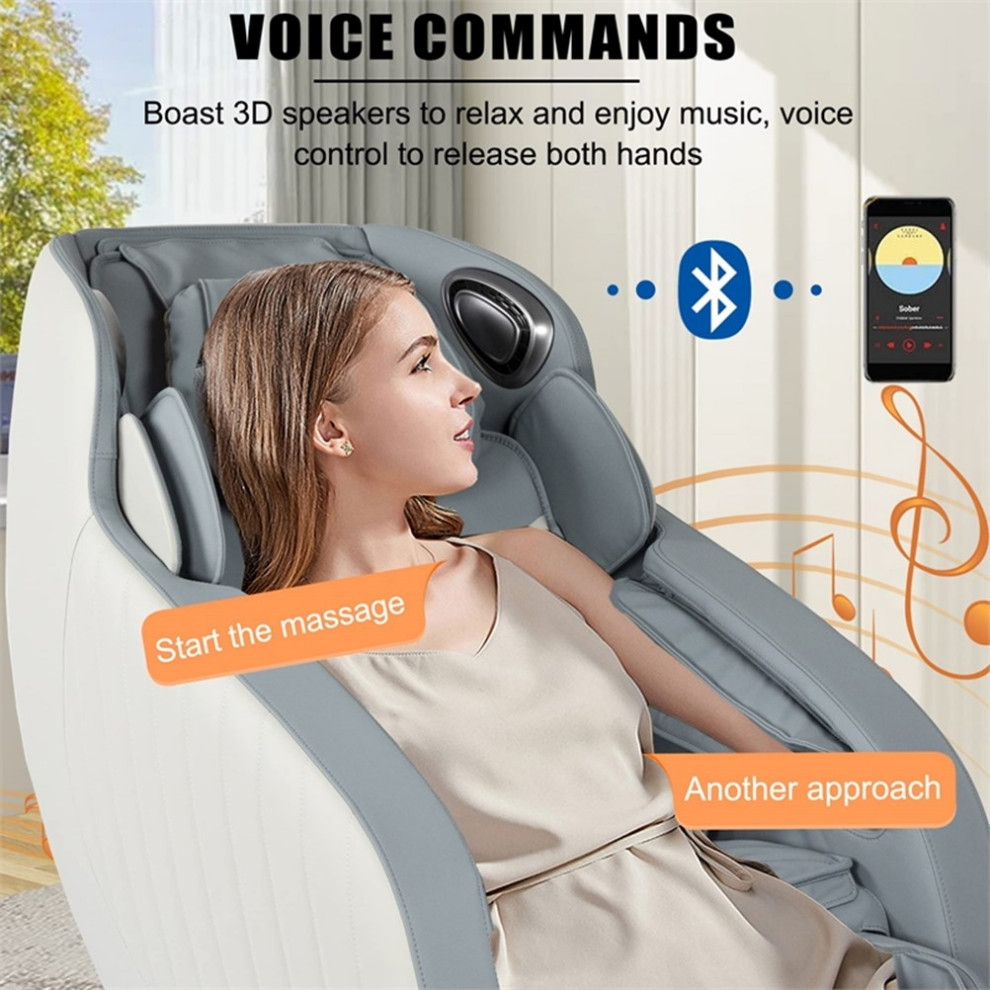 Koppla Blue Faux Leather Zero Gravity Recliner 3D Programmable Massage Chair   Massage Chairs   by Homesquare  Houzz