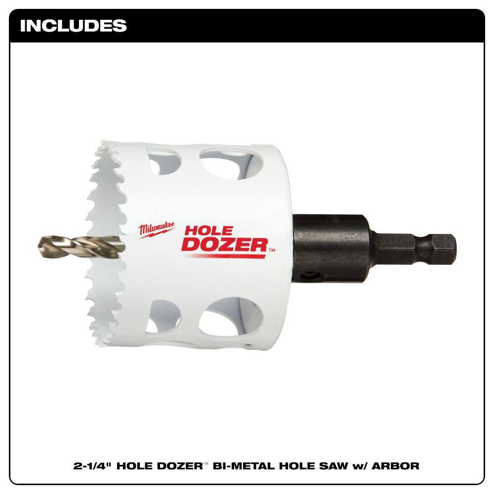 MW 2-14 in. HOLE DOZER Bi-Metal Hole Saw with 38 in. Arbor and Pilot Bit 49-56-9680