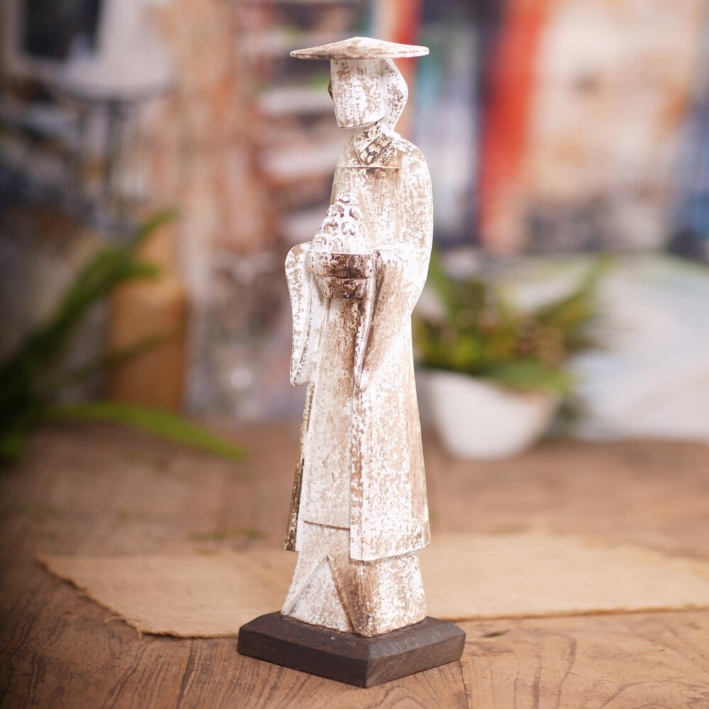 Novica Handmade Japanese Woman Wood Sculpture