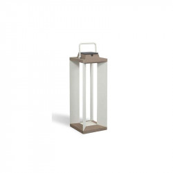 Lanterne solaire teck aluminium blanc H65 cm Les jardins - Lampes à poser - Luminaires - GRIIN